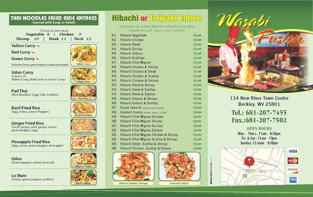 Wasabi Fusion Menu 1