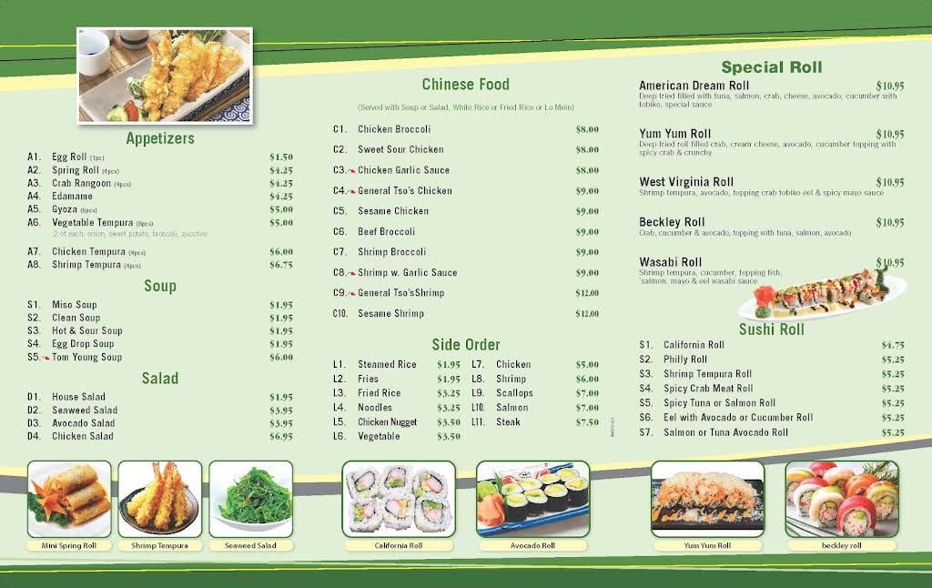 Wasabi Fusion Menu 2