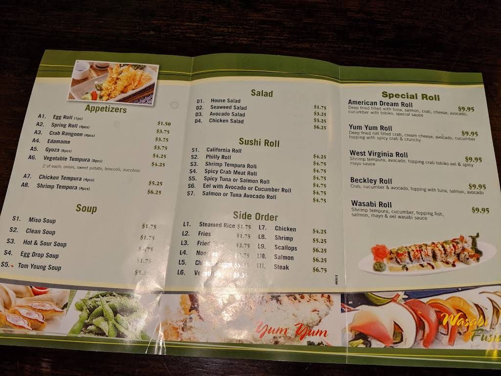 Wasabi Fusion Menu 8